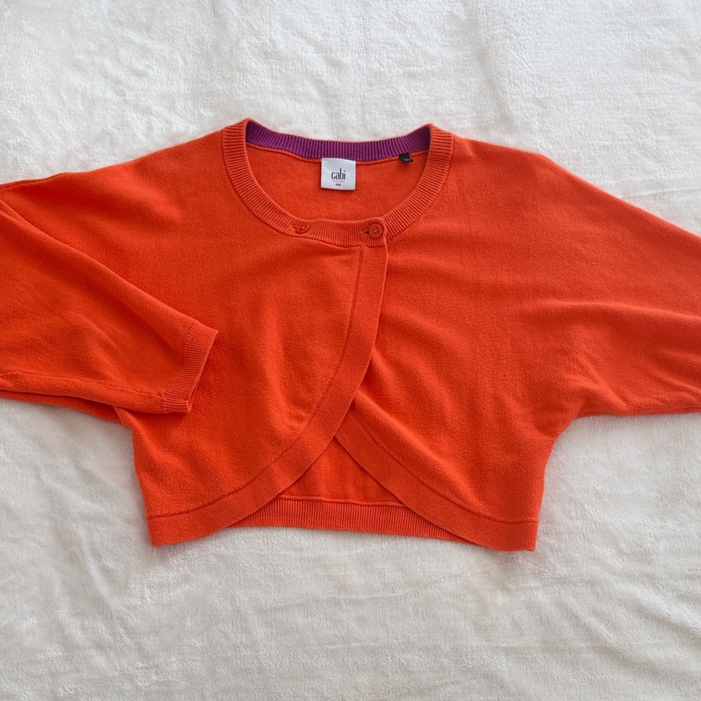 Cabi Piccolo Orange Shrug Cropped Sweater